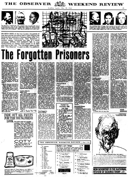 The Forgotten Prisoners - The Observer Newspaper, 28 May 1961